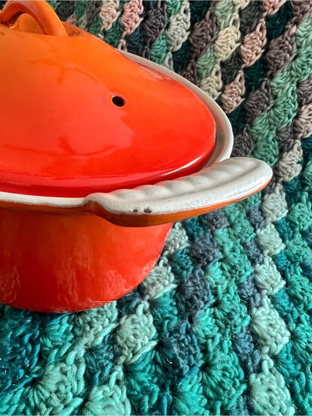 Vintage Descoware Flame Oval Baker Dutch Oven with Lid